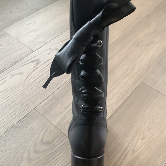 Valentino leather lace up boot flat 39.5 - Picture 10 of 16